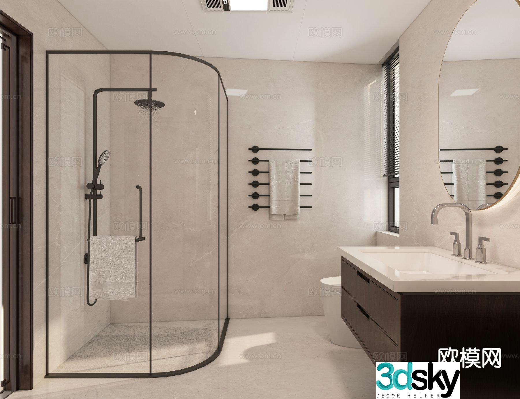 New Chinese style bathroom bathroom toilet 3d model