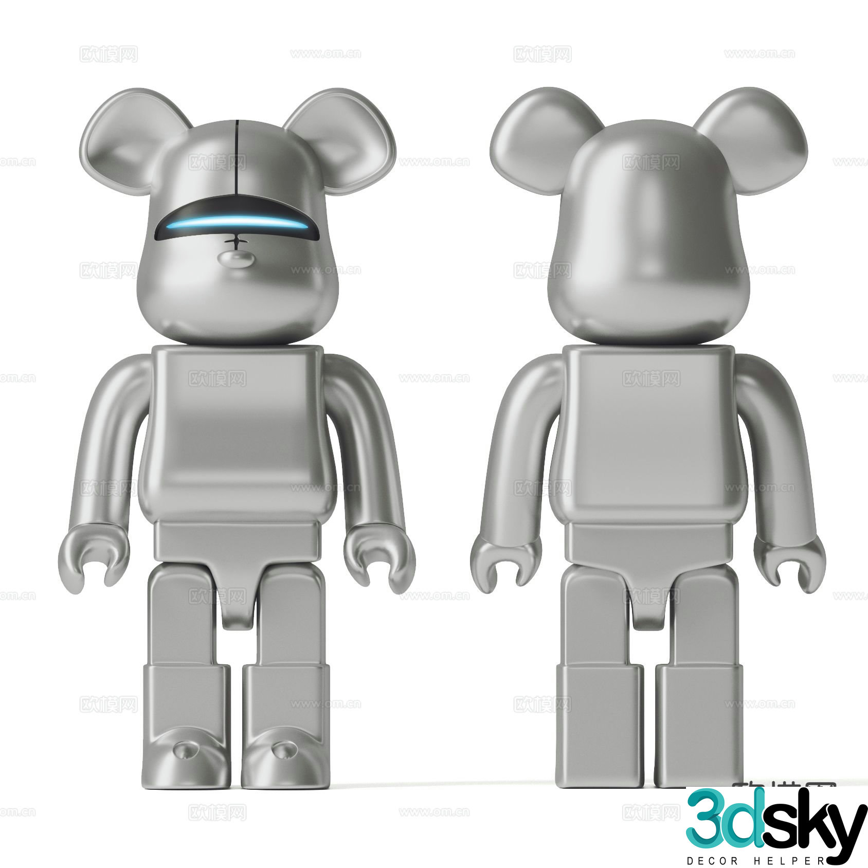 Modern violent bear trendy ornament 3D model