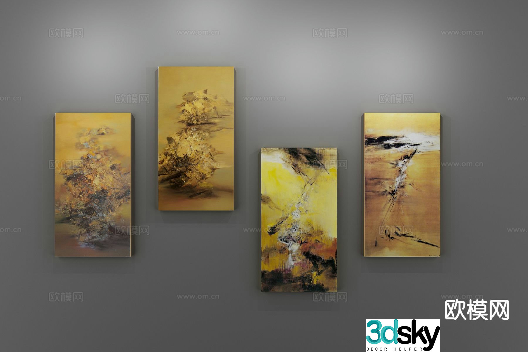New Chinese style decorative painting art painting hanging painting 3d model