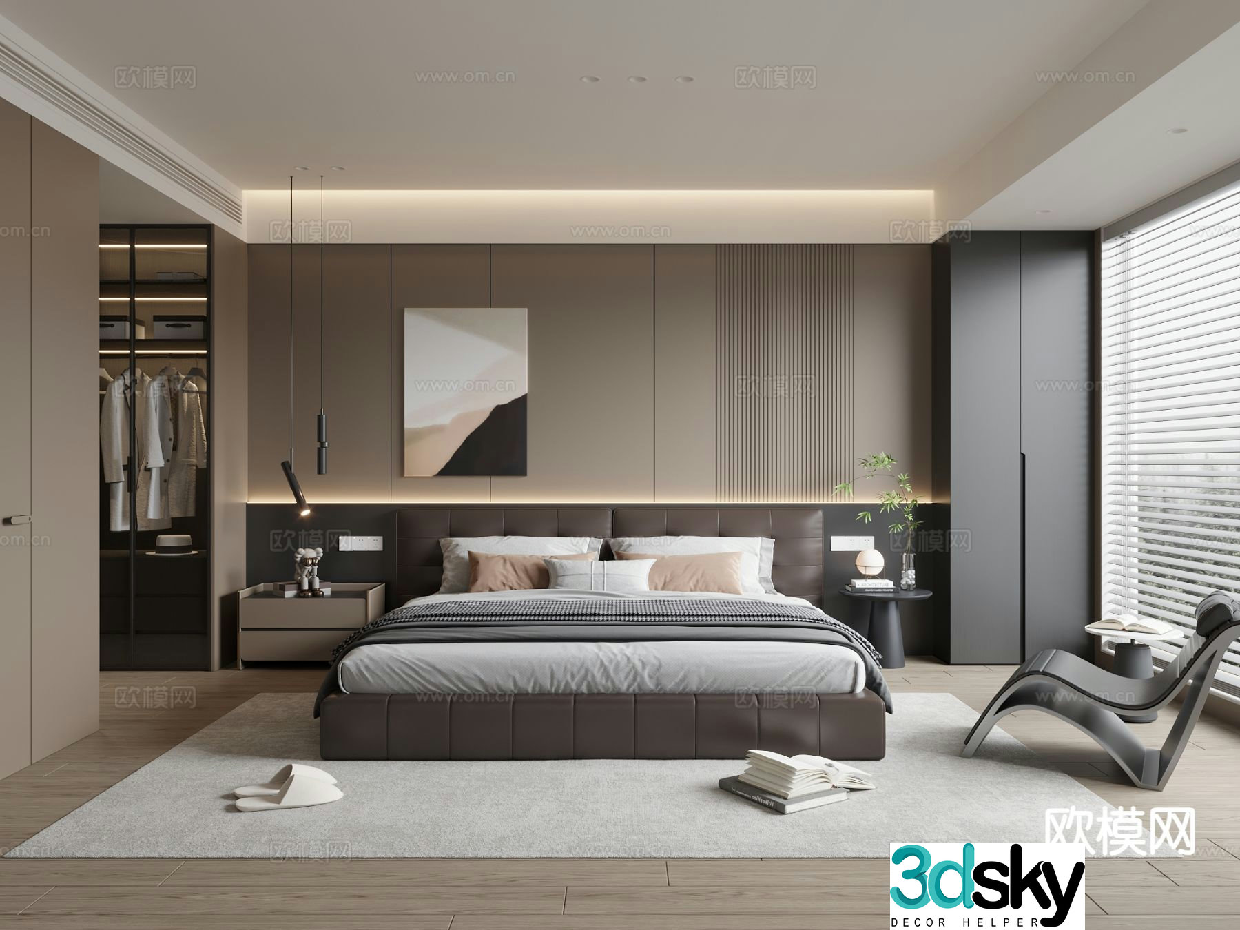 Modern bedroom master bedroom 3d model