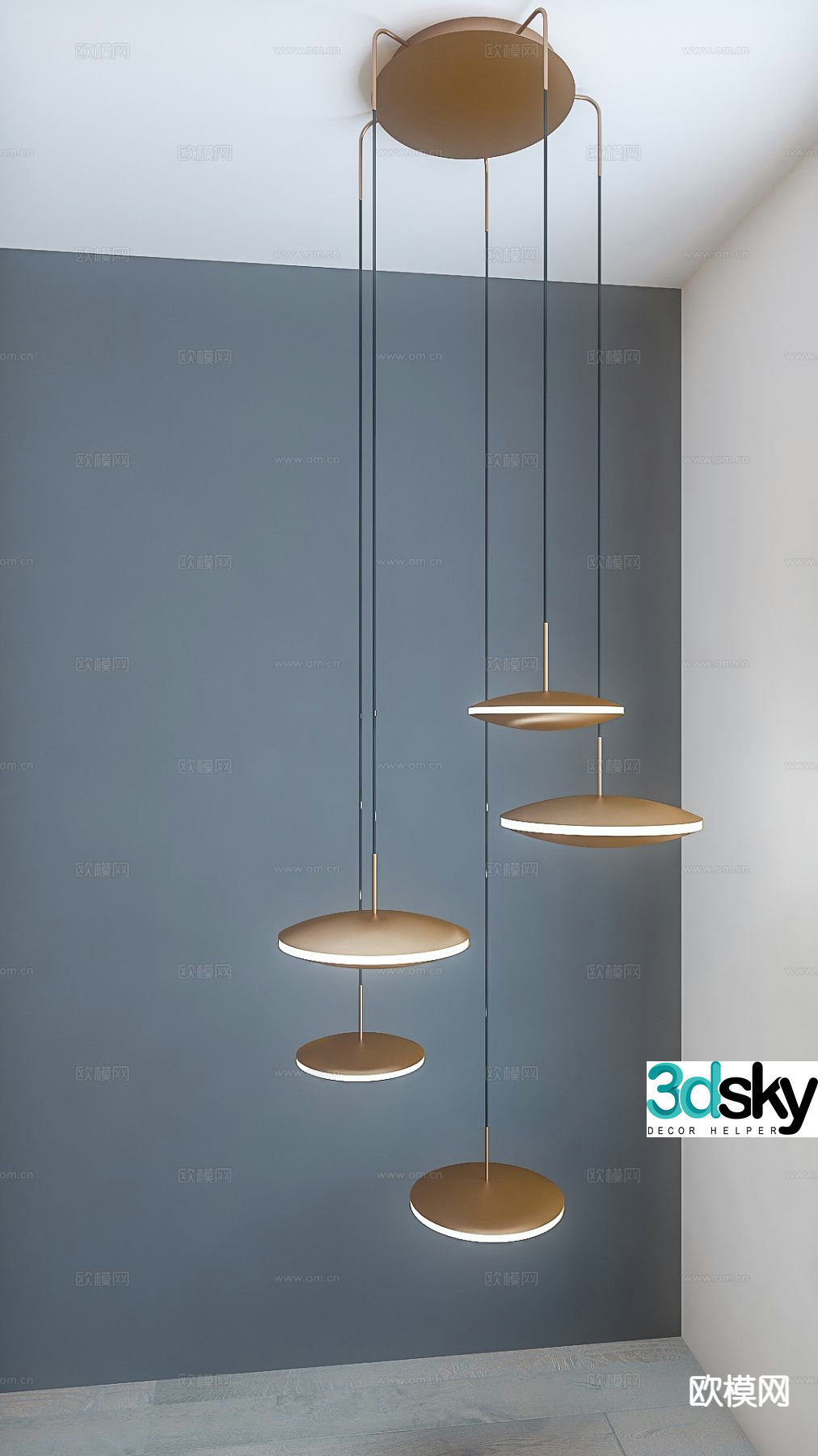 Modern flying saucer chandelier 3d model
