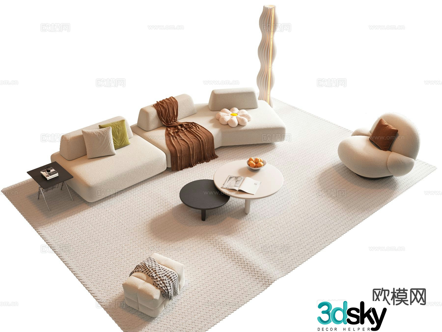 Cream style sofa modular sofa 3d model