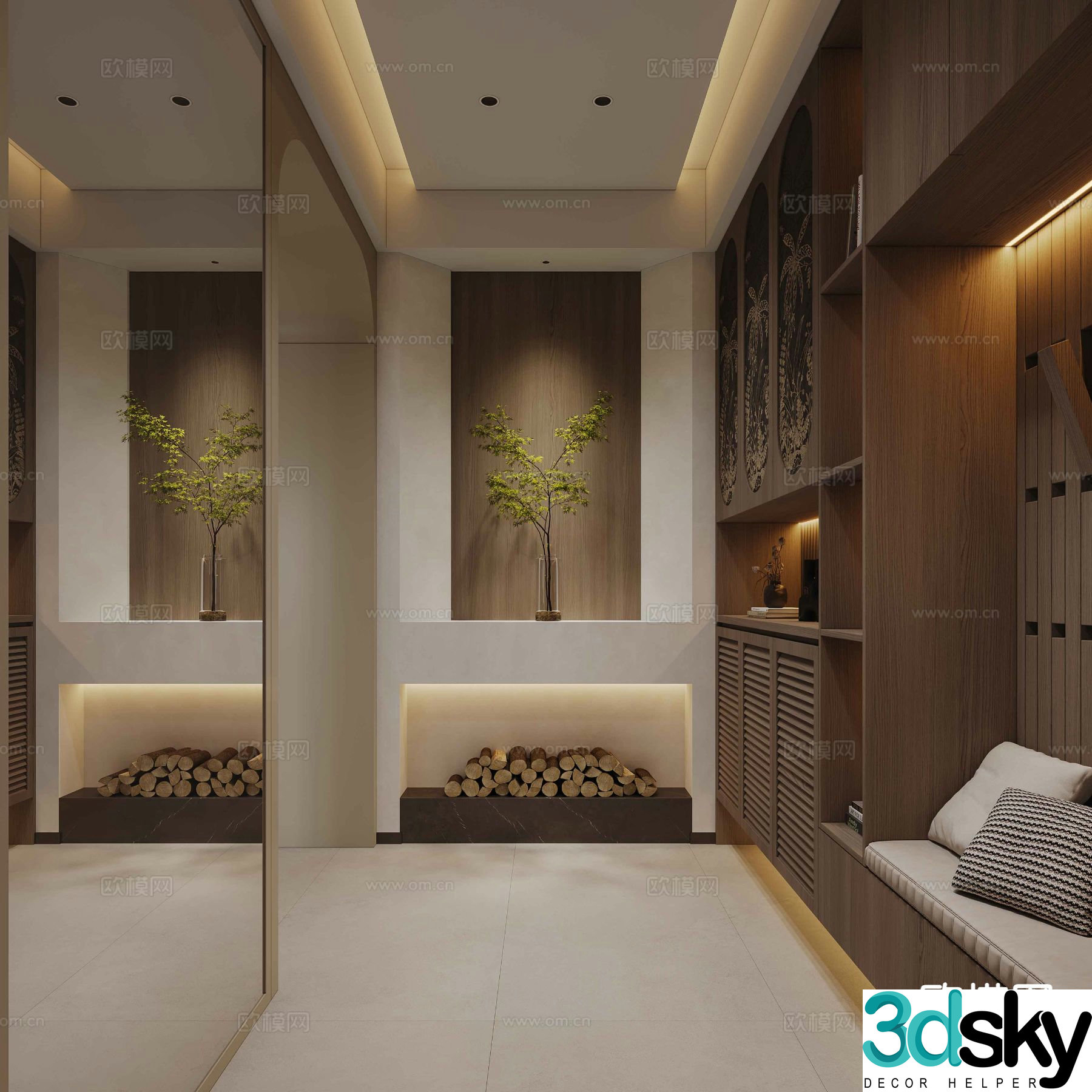 Wabi-sabi entrance aisle 3D model