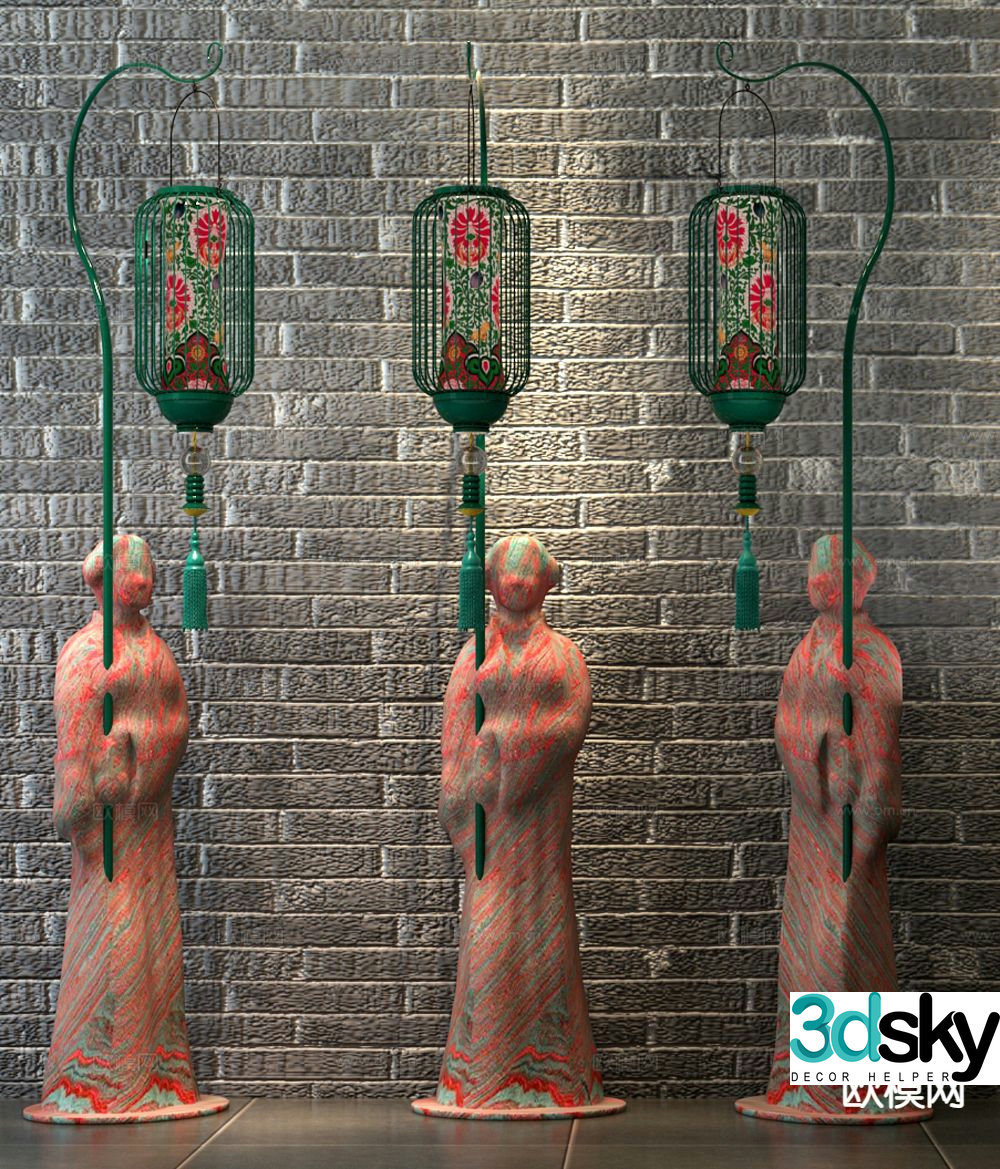 Chinese hand lamp floor lamp aisle lamp 3D model