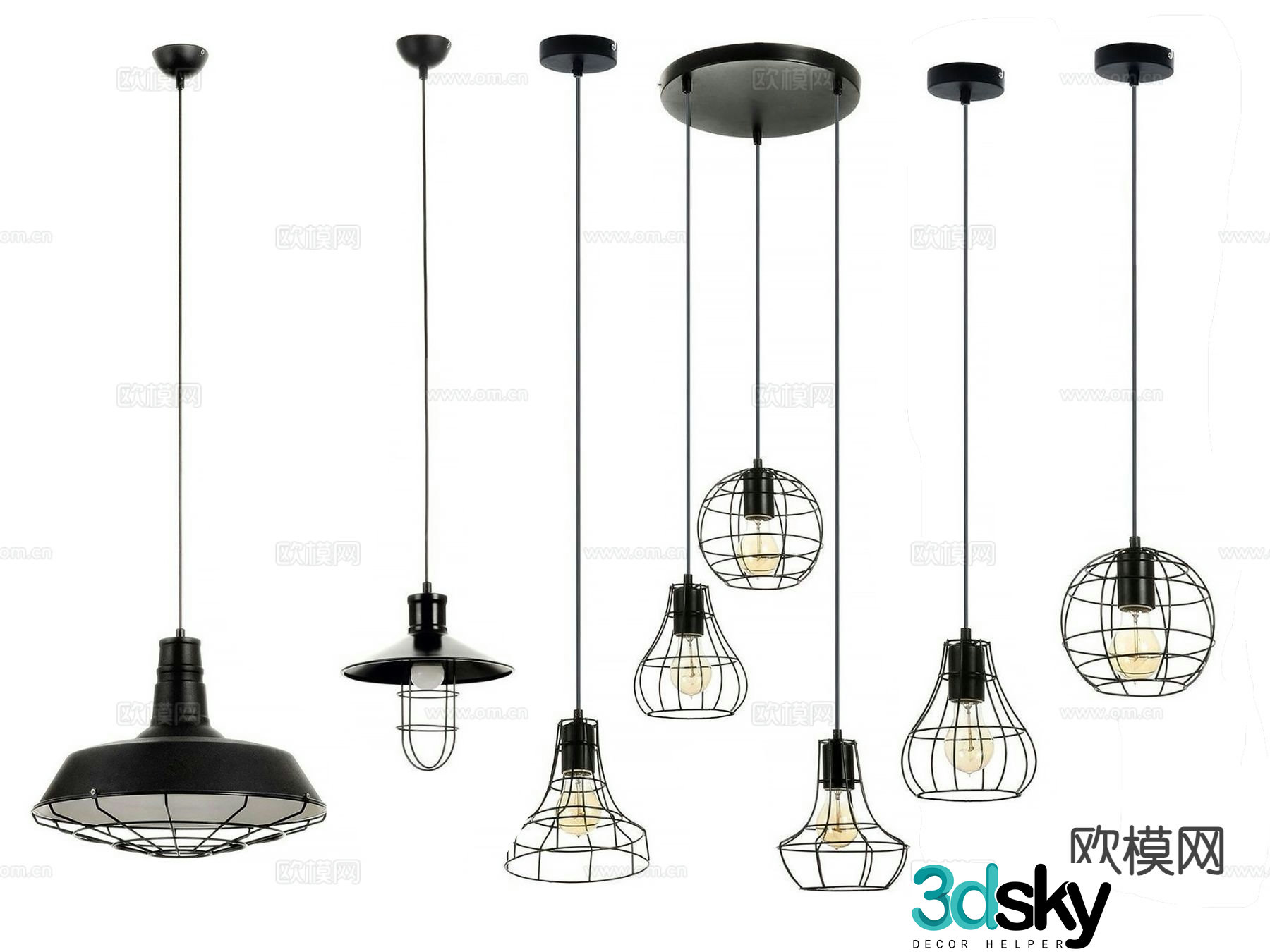 Modern iron chandelier 3d model