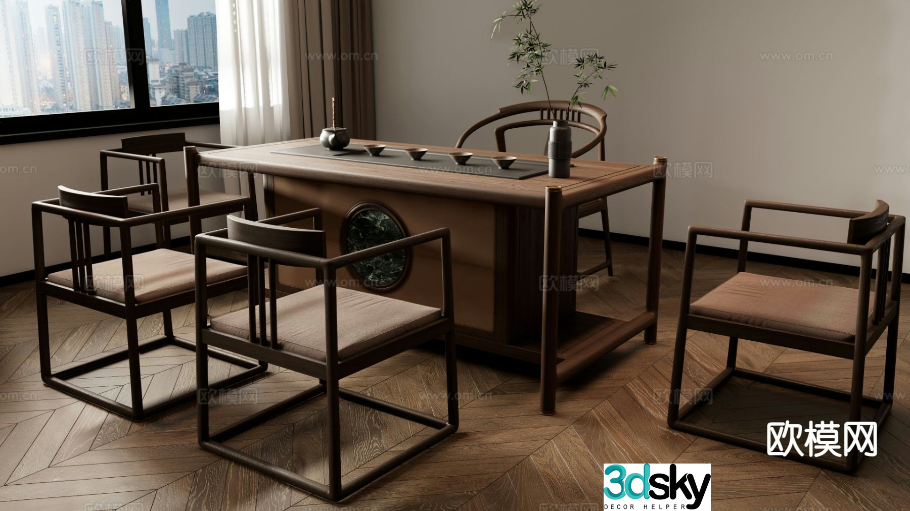 New Chinese style tea table tea table 3d model
