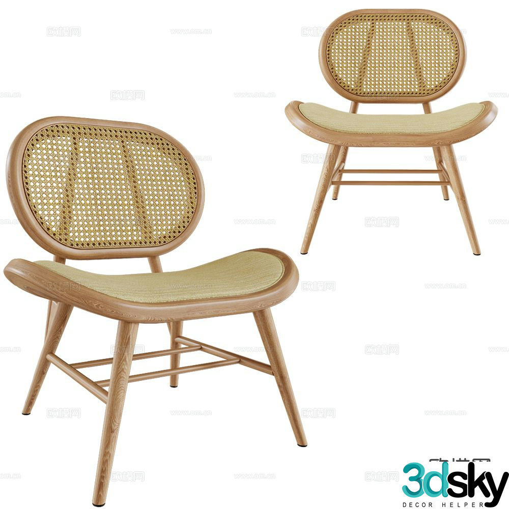 Verges wabi-sabi chair rattan leisure chair 3d model