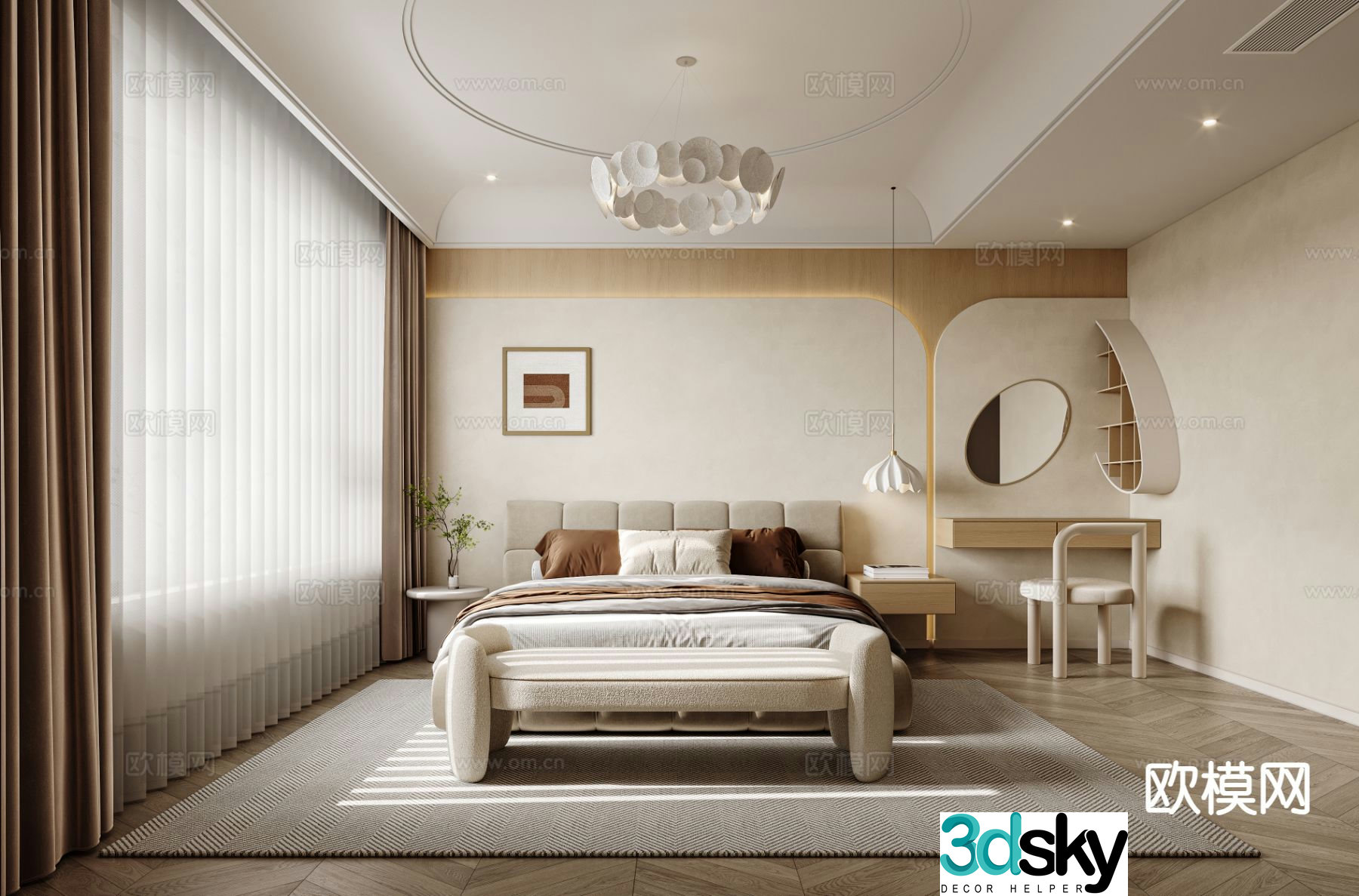 Cream style bedroom master bedroom 3d model