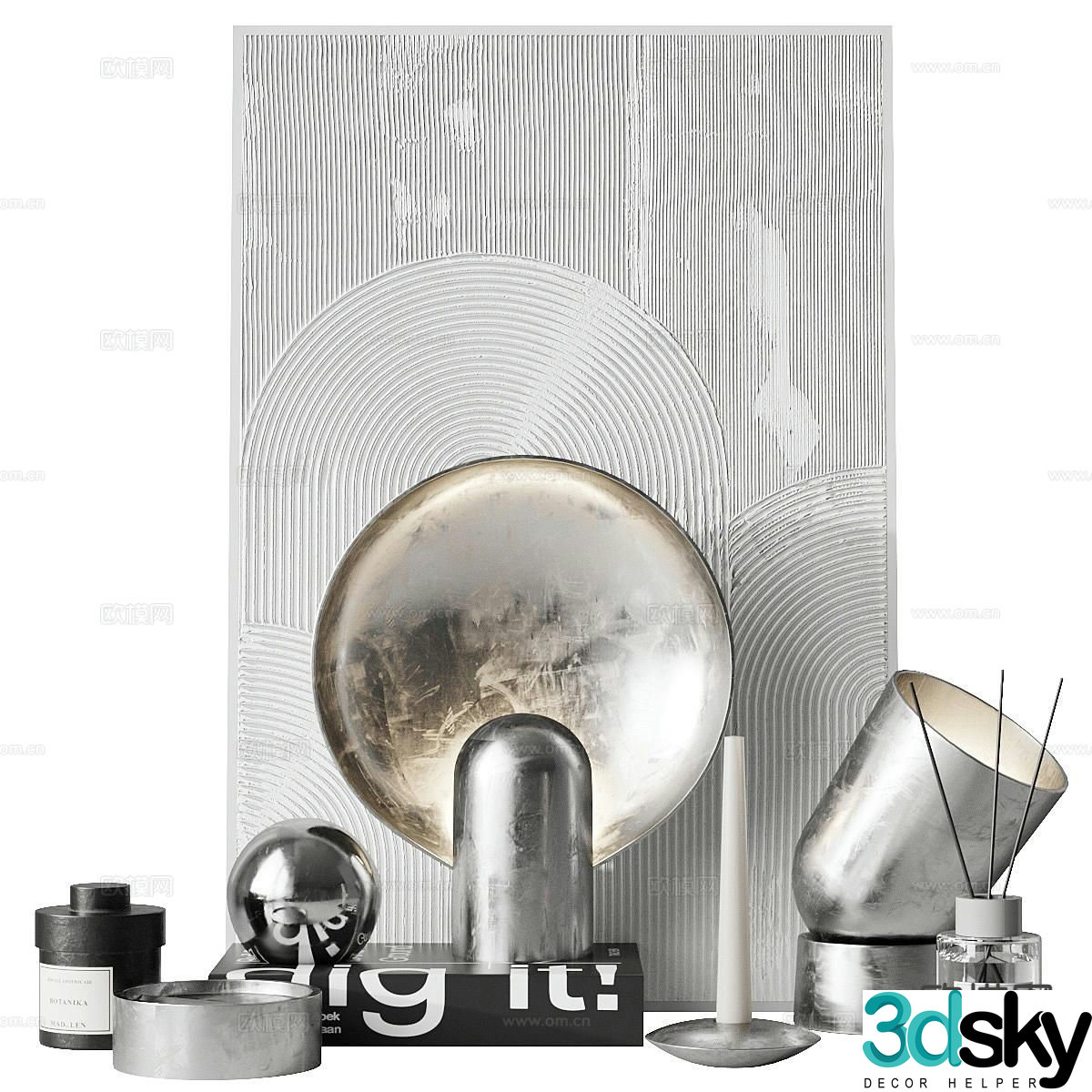 Modern decorations ornaments book displays 3d model