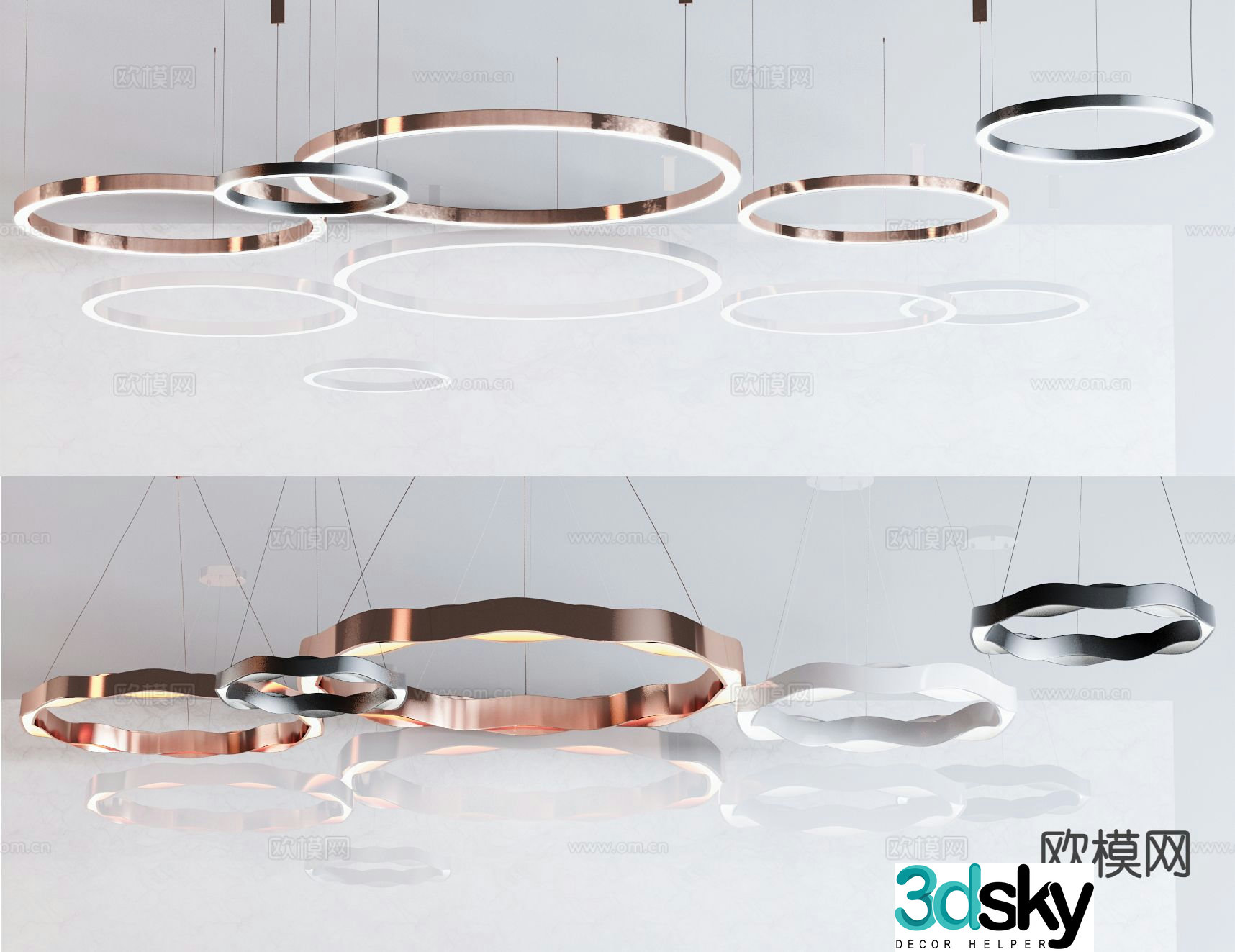Modern ring chandelier 3d model