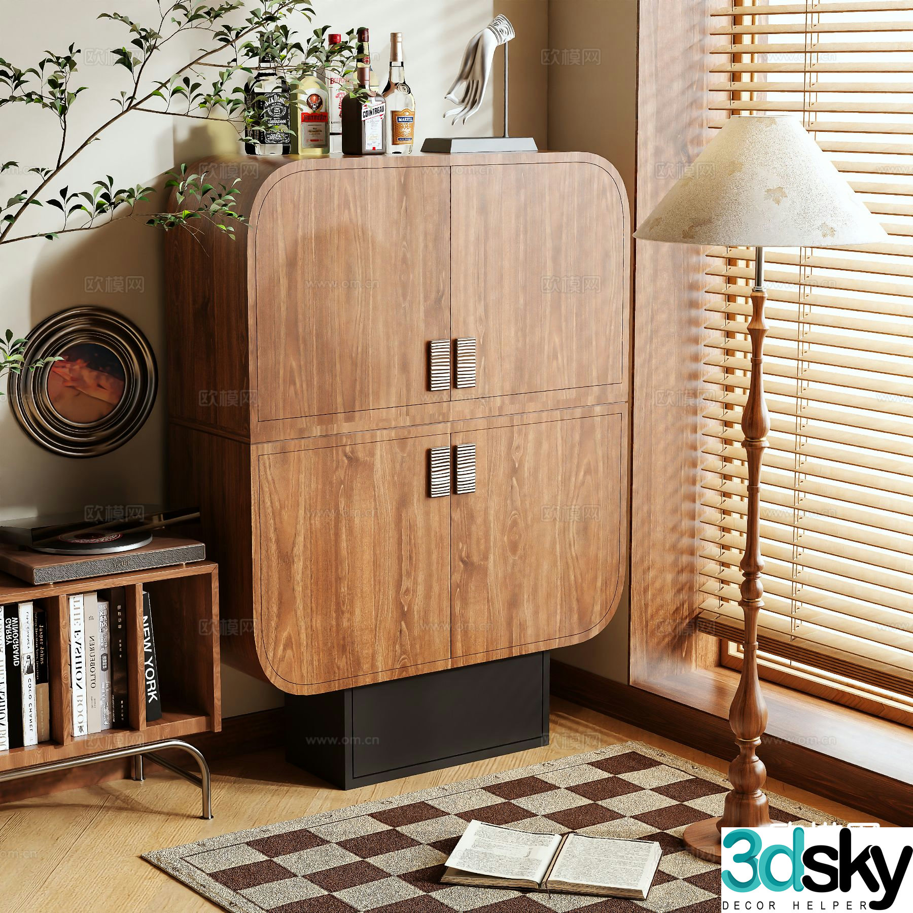 Log style hall cabinet and entrance cabinet 3D model