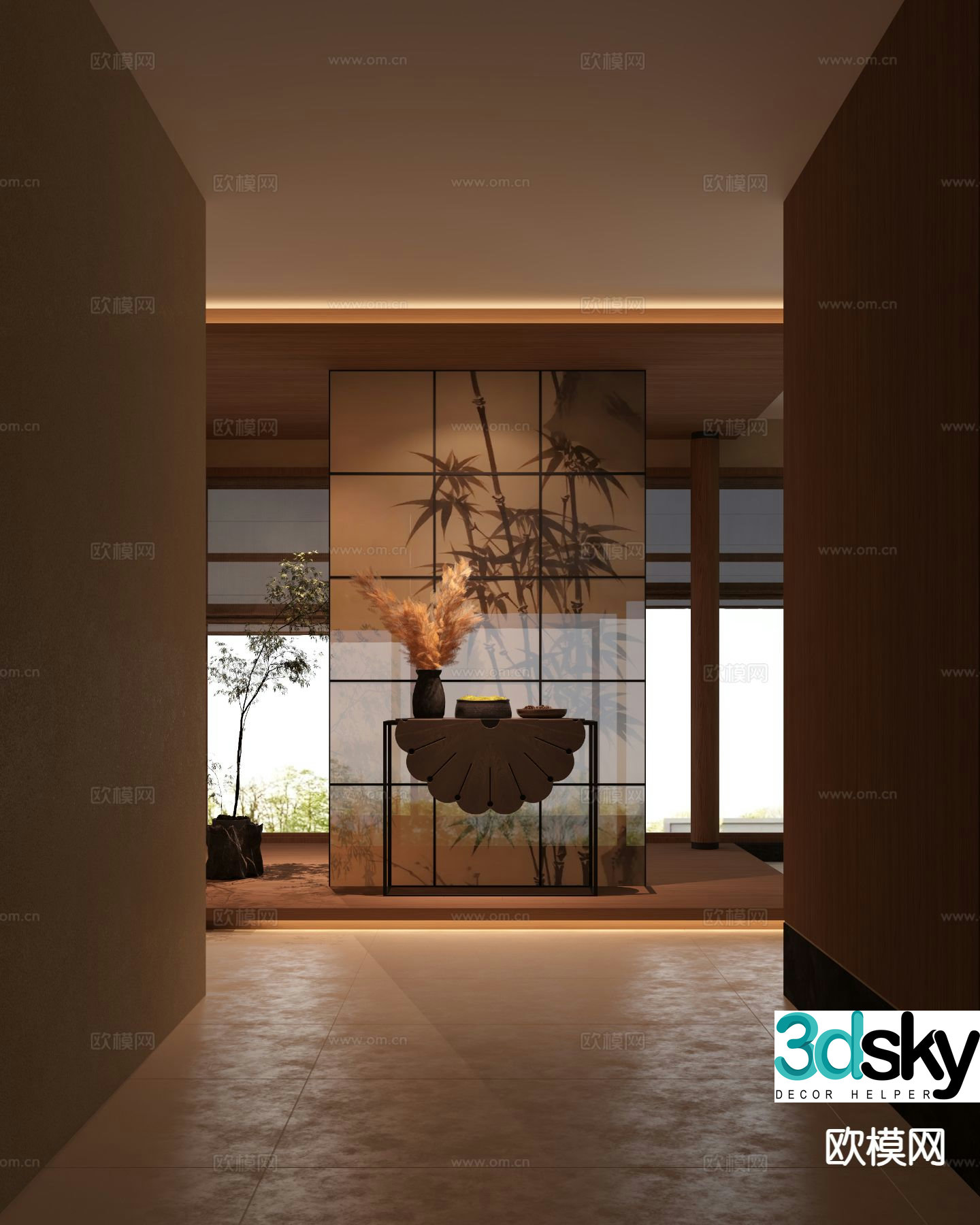 Medieval style entrance hall decorative entrance aisle 3D model
