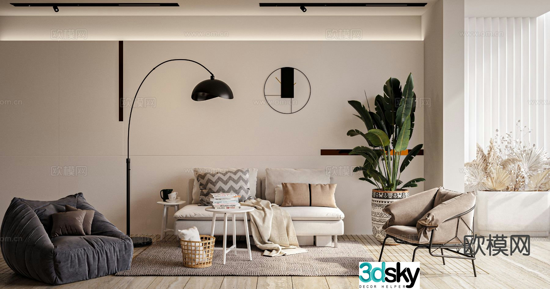 Cream style sofa modular sofa 3d model
