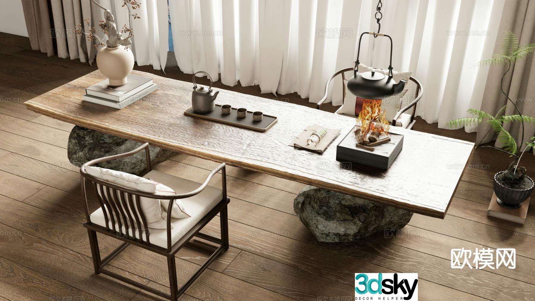 New Chinese style tea table tea table 3d model