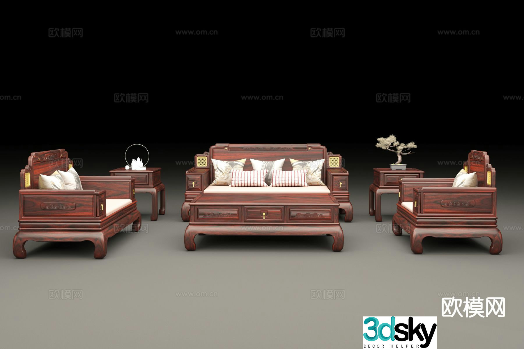 Neoclassical modular sofa 3d model