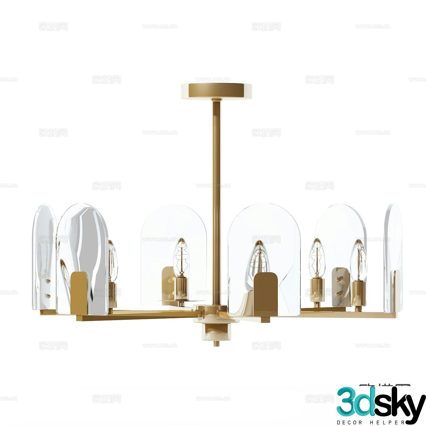 Light luxury multi-head chandelier 3D model