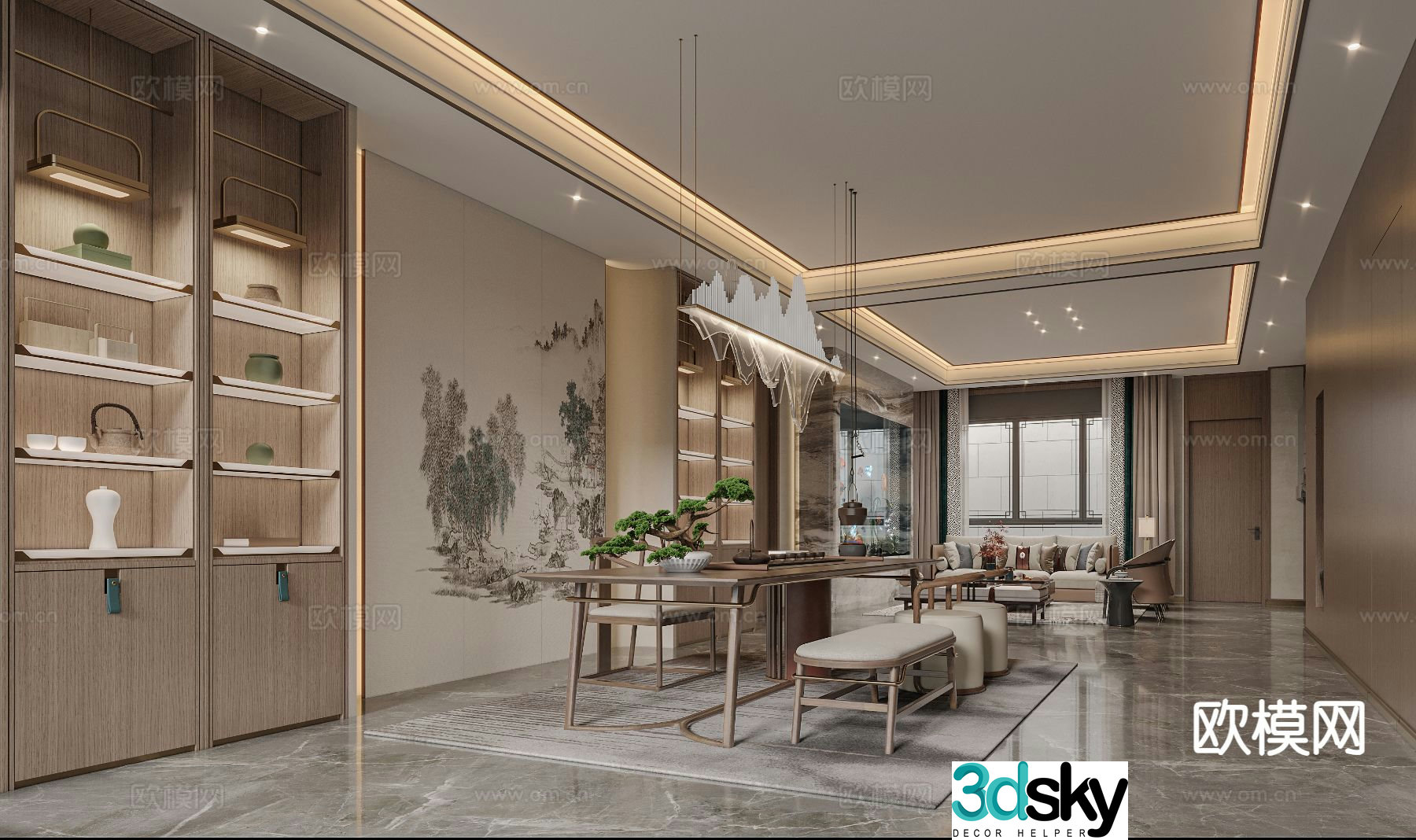 New Chinese tea room 3d model