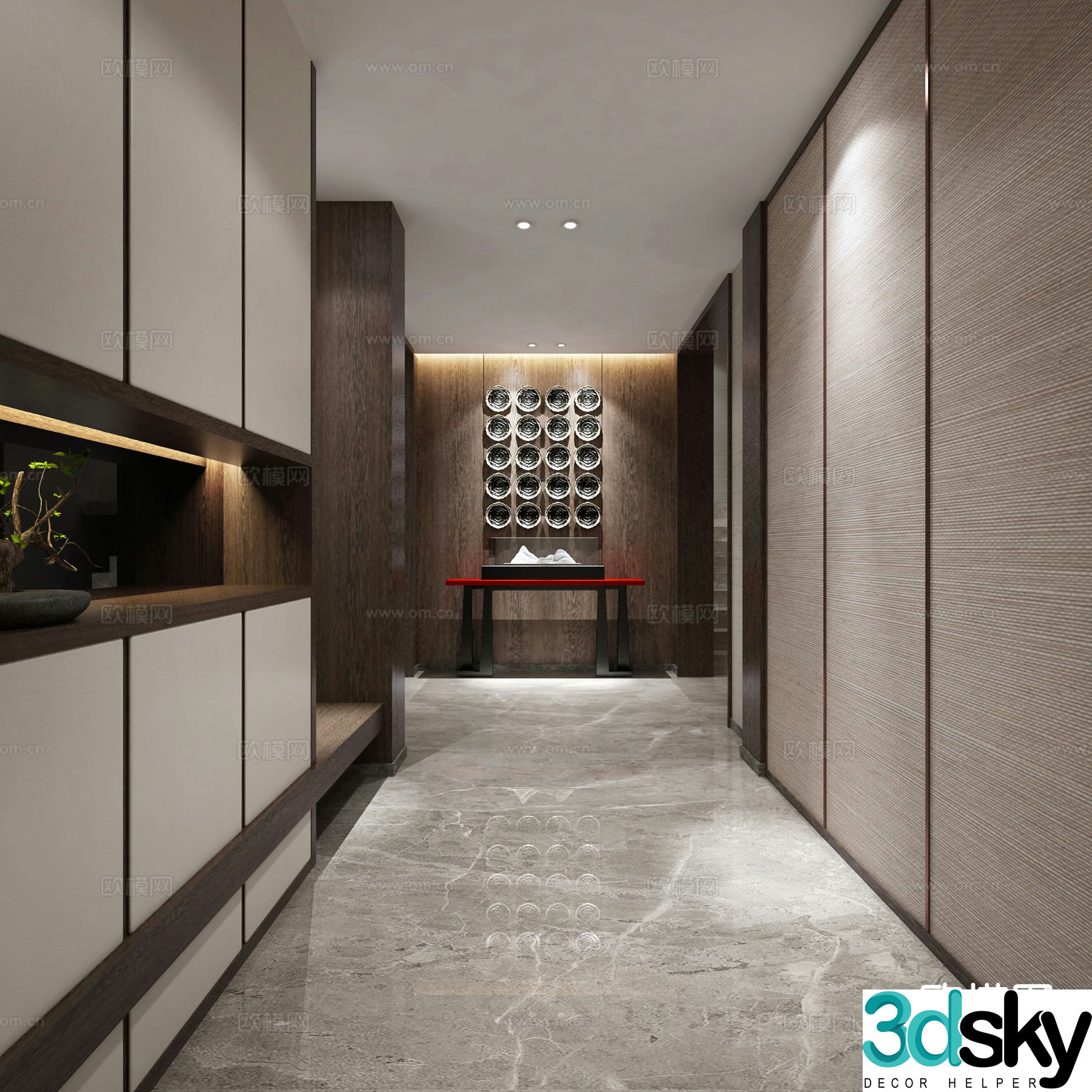 New Chinese style entrance hall decorative entrance aisle 3D model