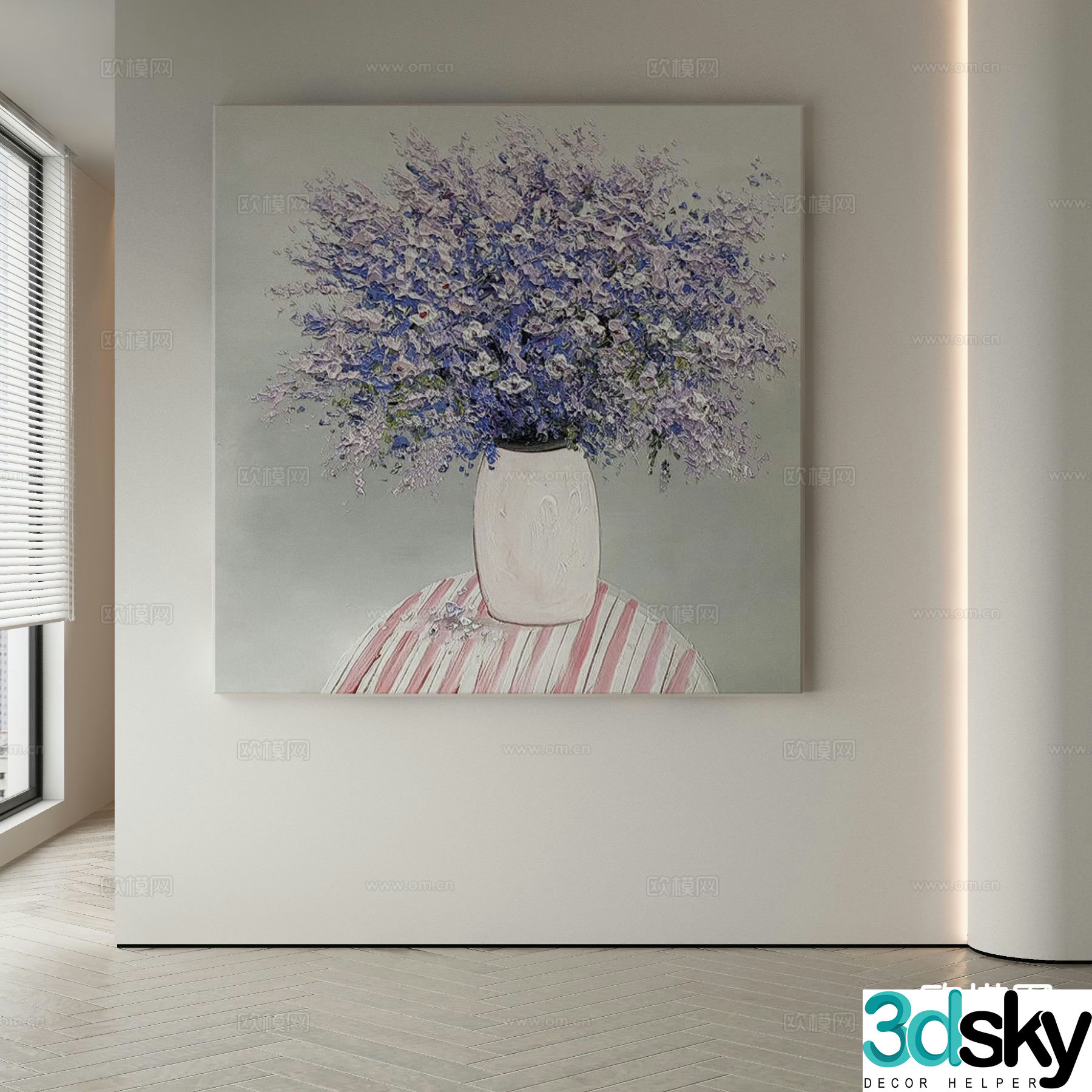 Modern decorative painting flower oil painting 3d model