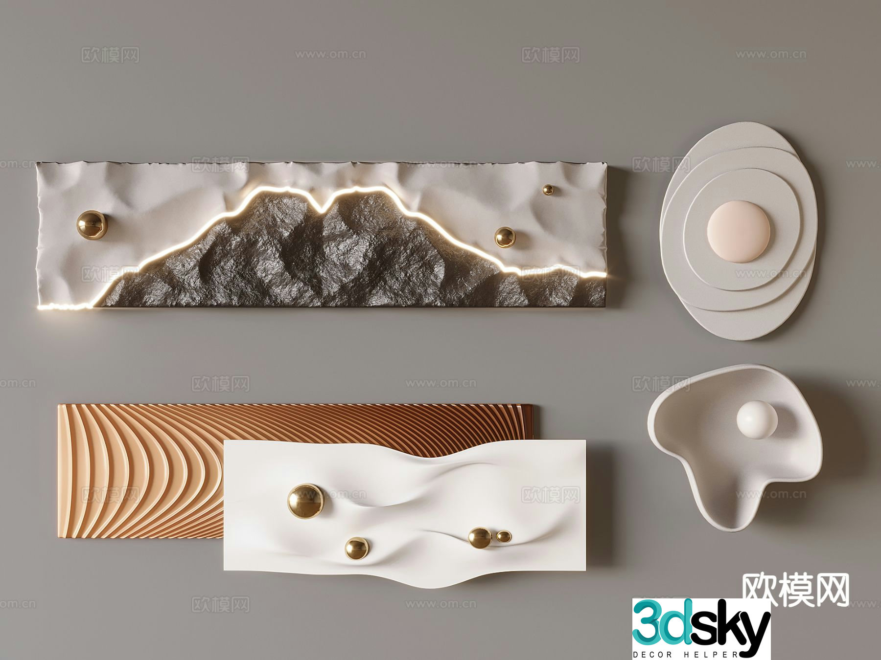 Modern texture three-dimensional relief wall decoration 3D model