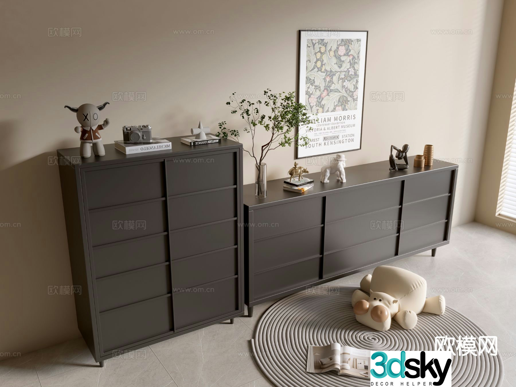 Modern chest of drawers side cabinet 3d model