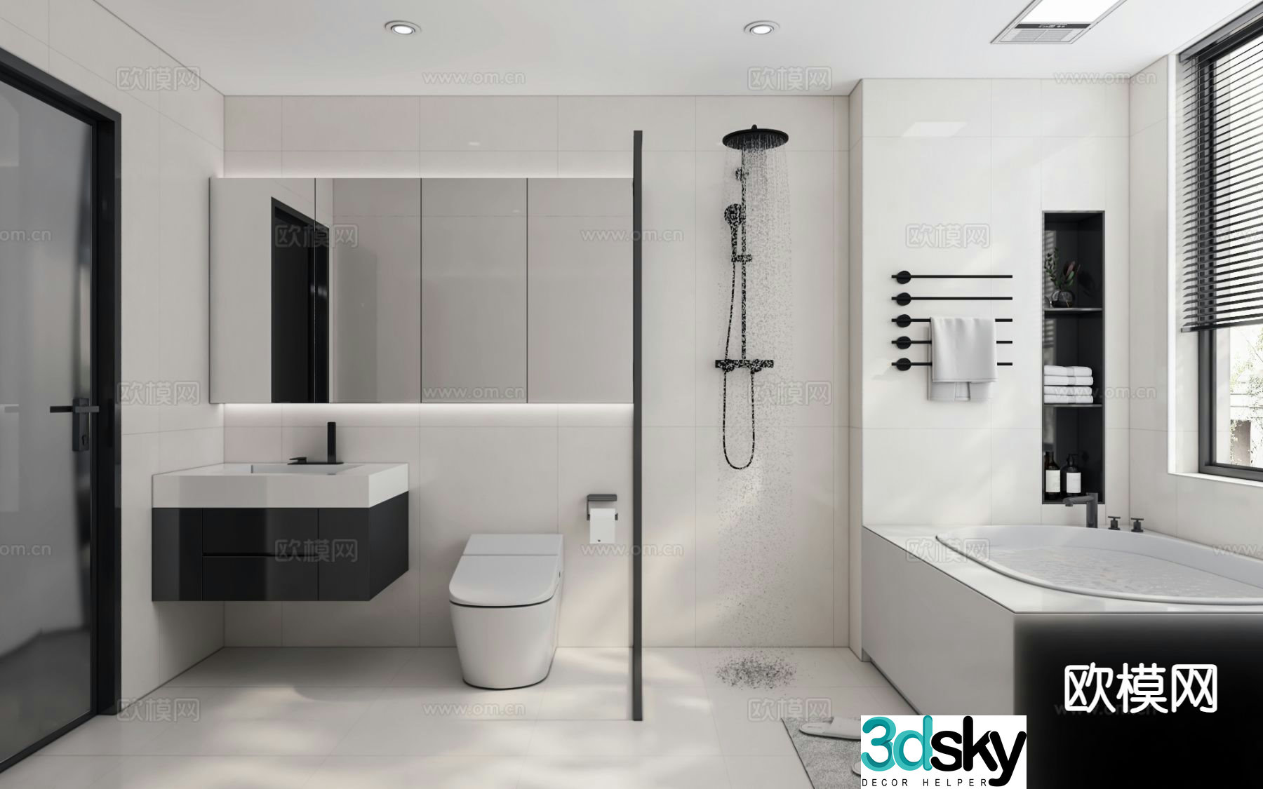 Minimalist bathroom bathroom master bathroom 3d model