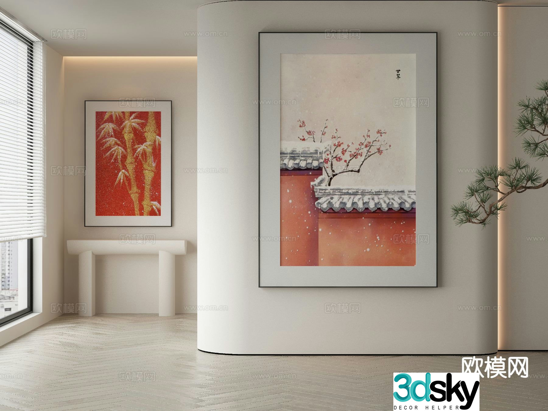 New Chinese style decorative painting architectural painting hanging painting 3D model
