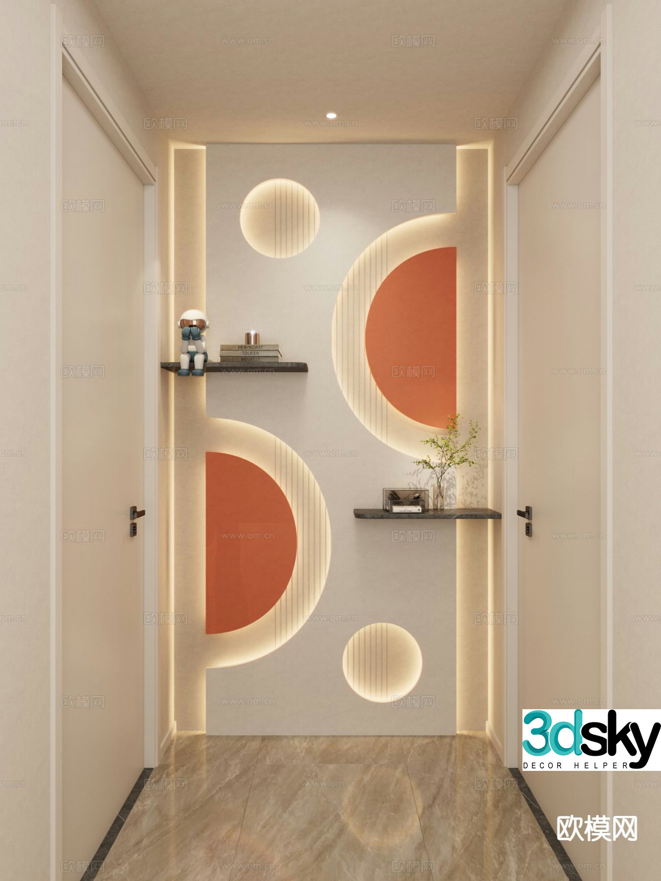 Cream style wall cabinet wall-mounted storage rack display rack 3D model