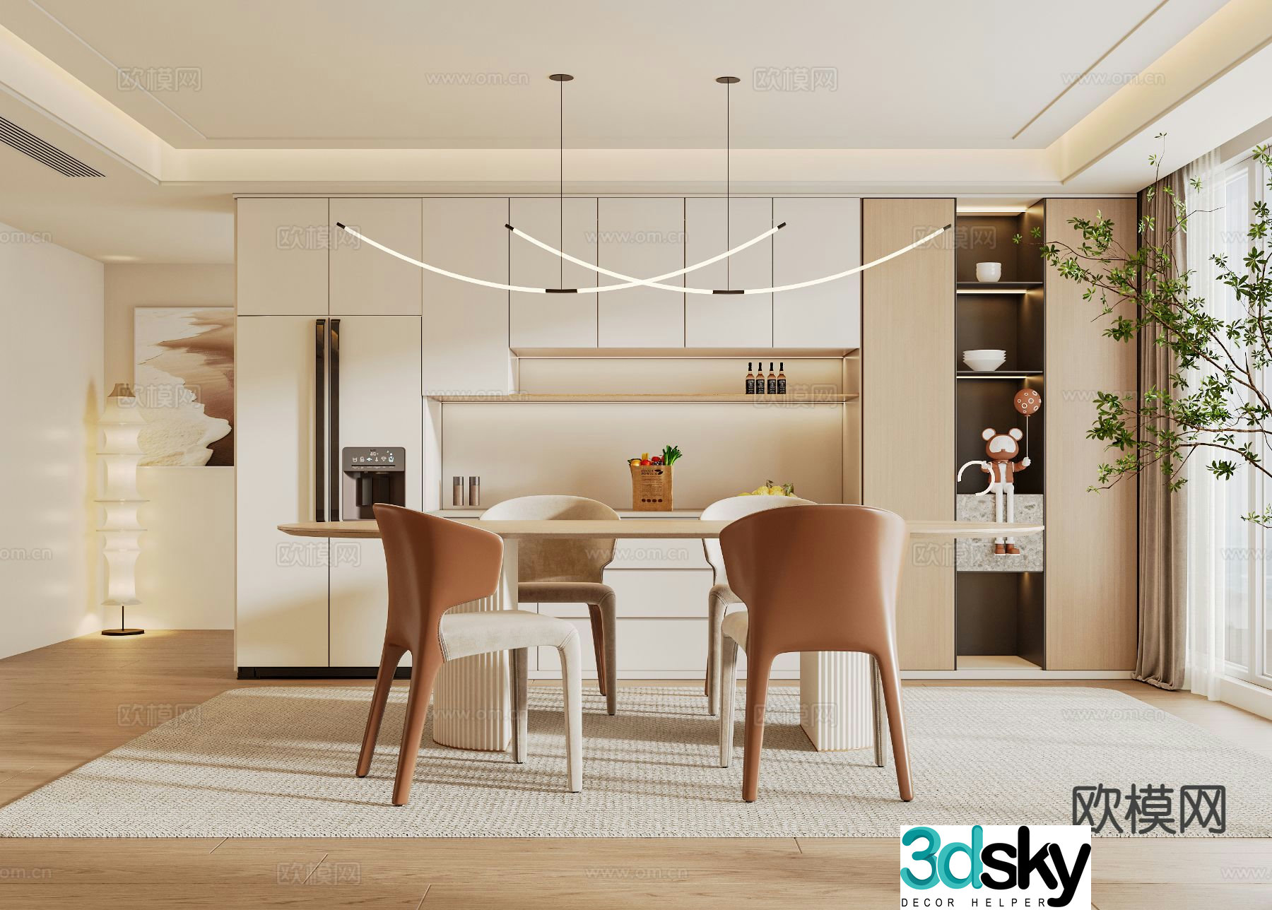 Cream style restaurant 3d model