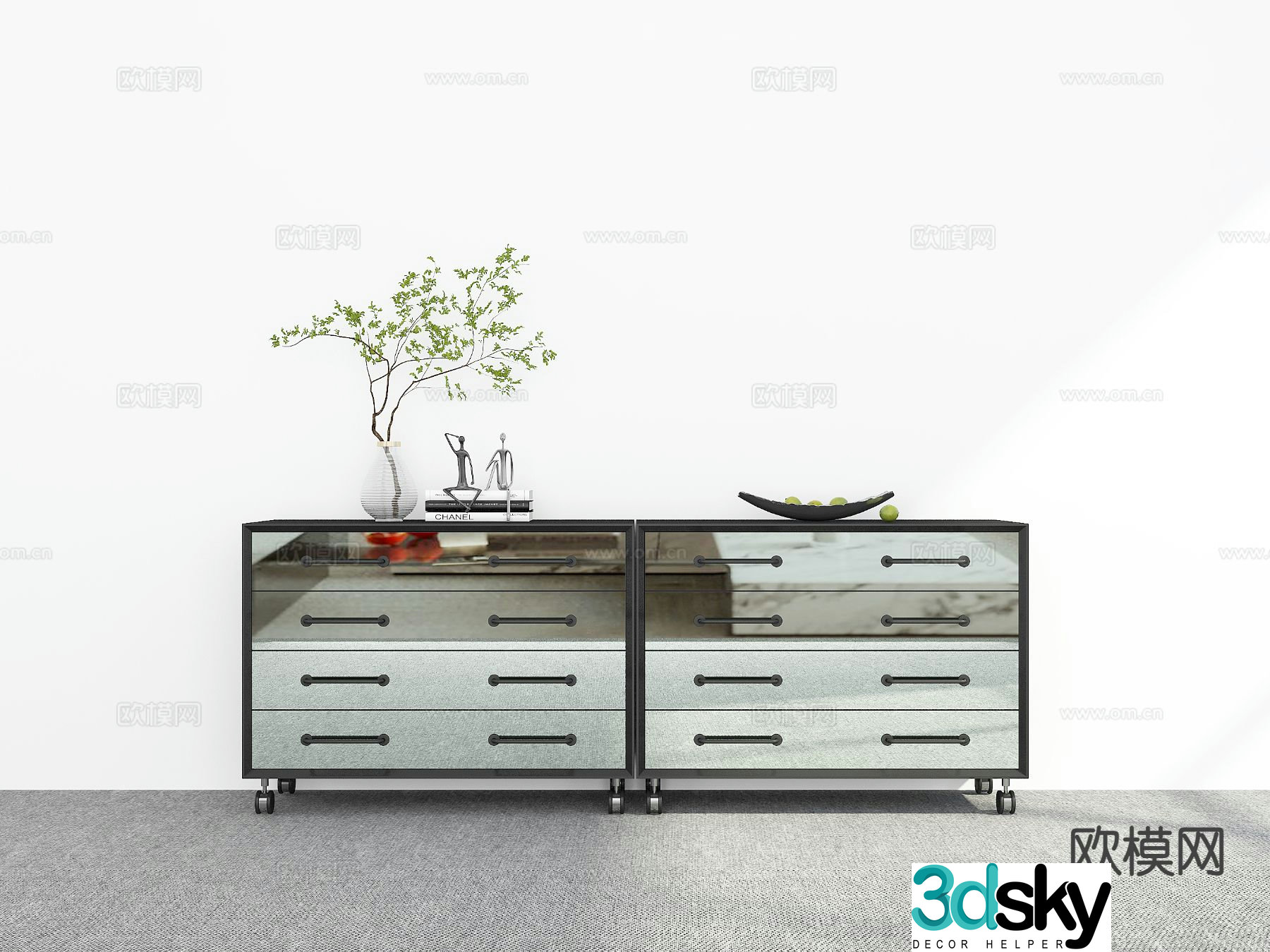Modern chest of drawers side cabinet 3d model