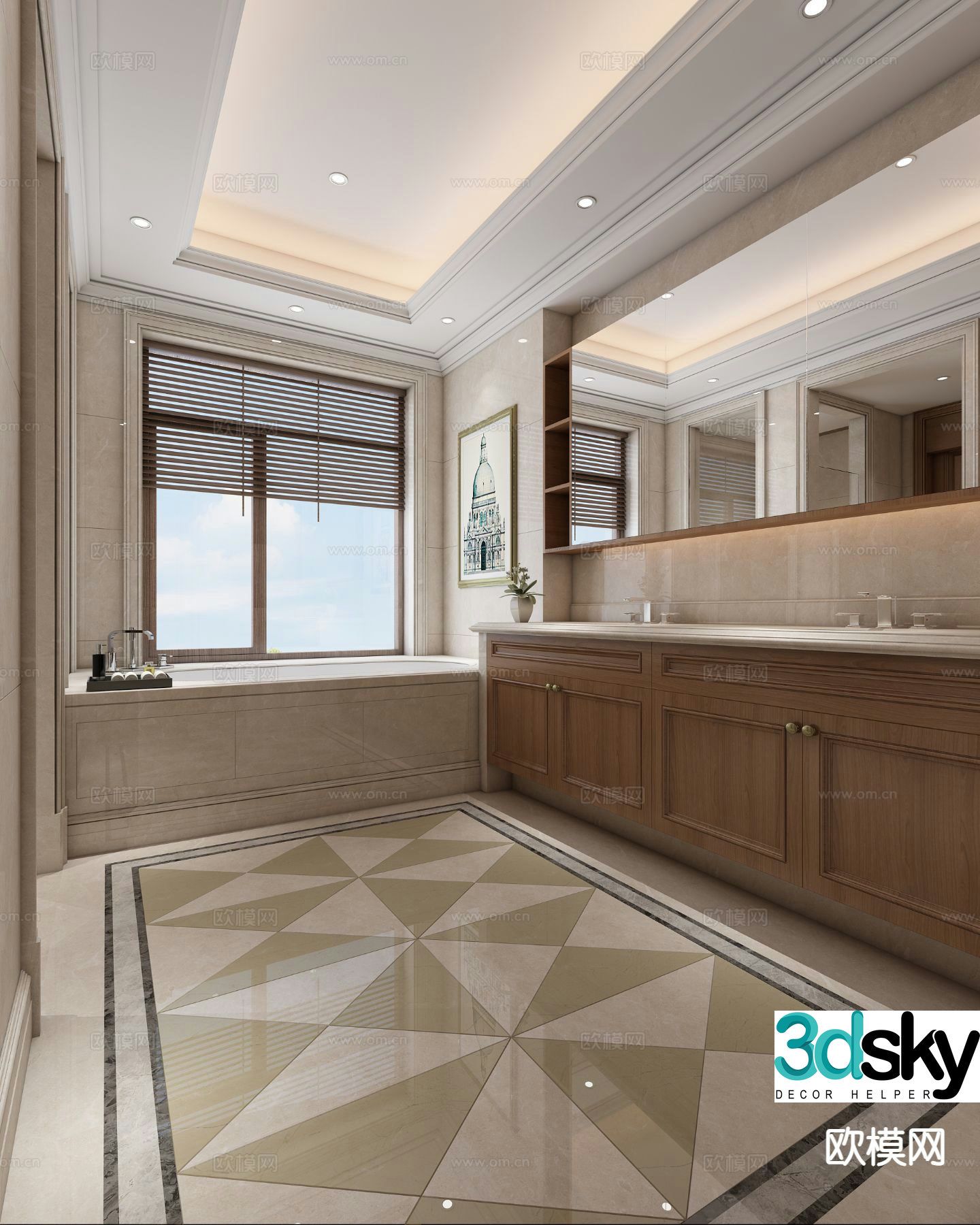 Simple European villa bathroom bathroom 3d model