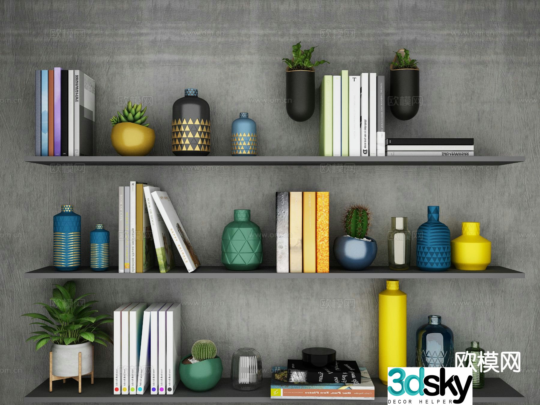 Modern jewelry vase potted plant 3d model
