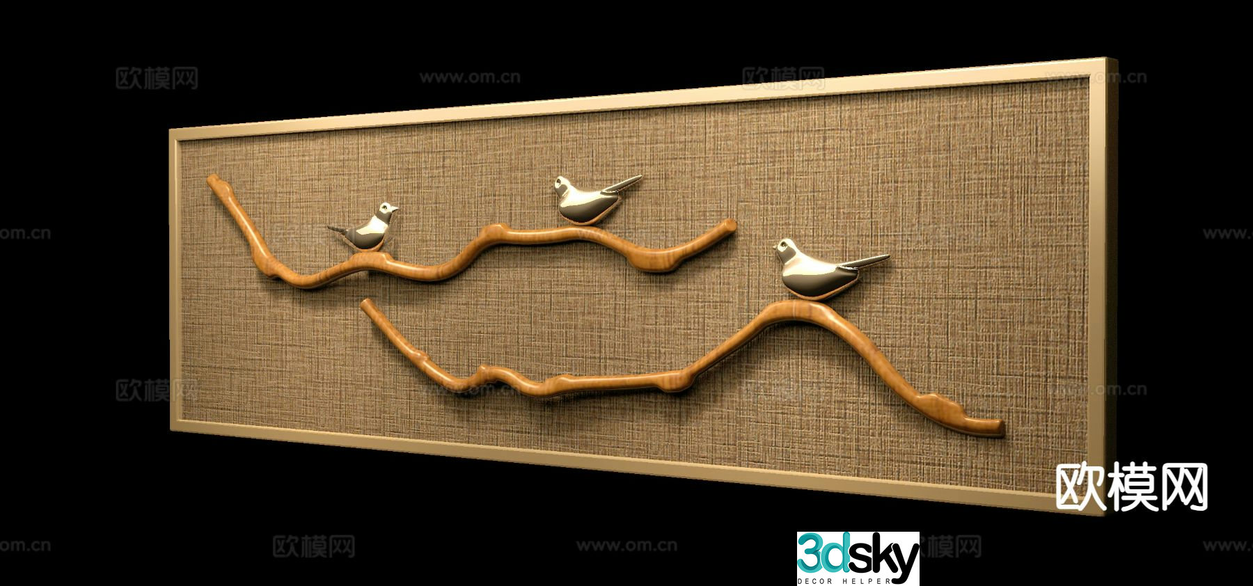 New Chinese Zen hanging painting physical painting three-dimensional painting 3D model