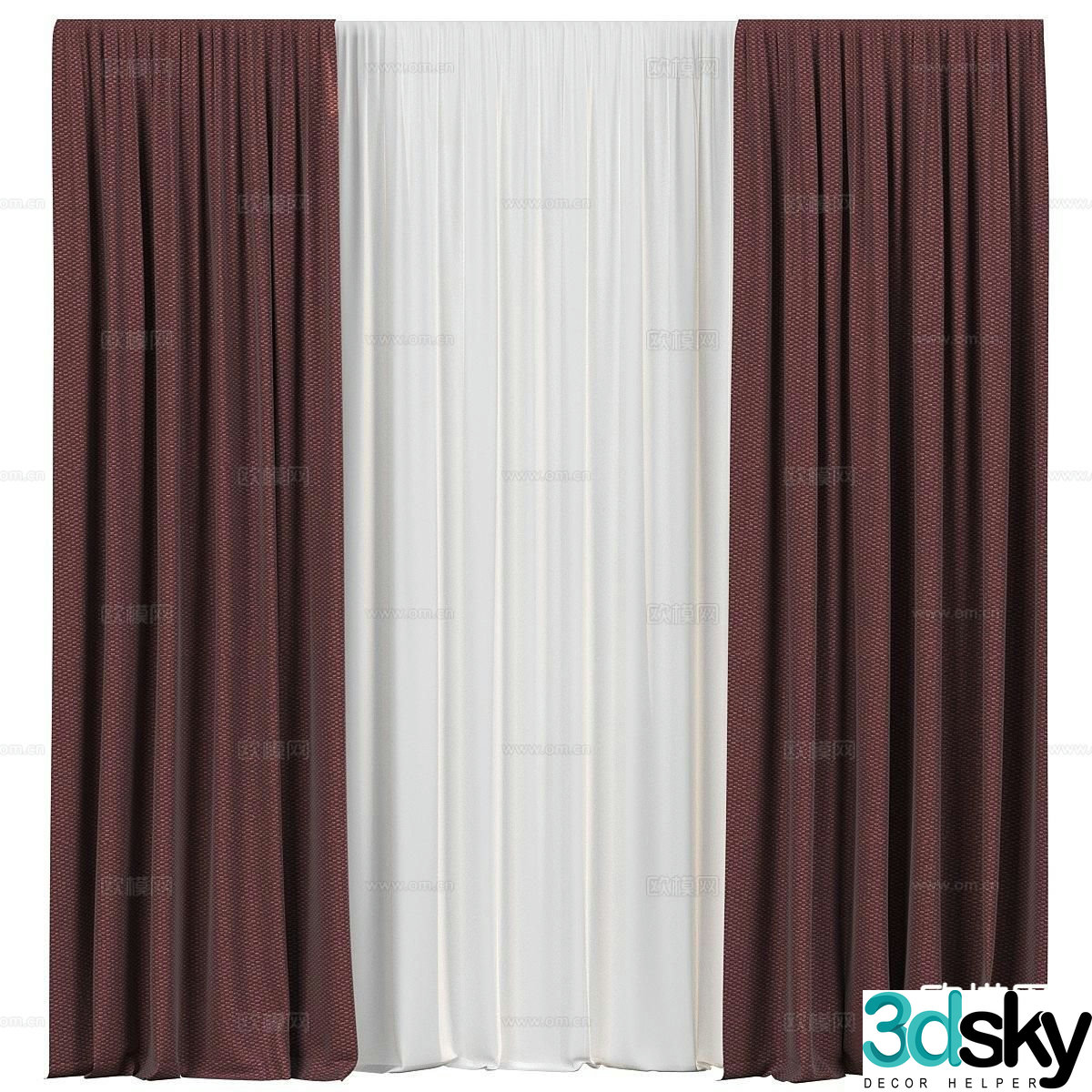 Modern plain curtains fabric curtains universal curtains 3d model