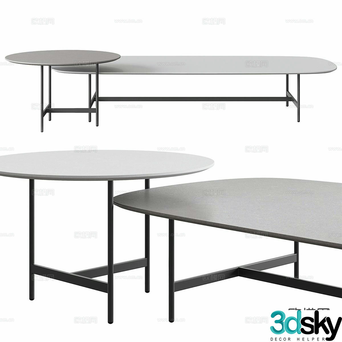 Ethimo minimalist coffee table mother-in-law coffee table 3d model