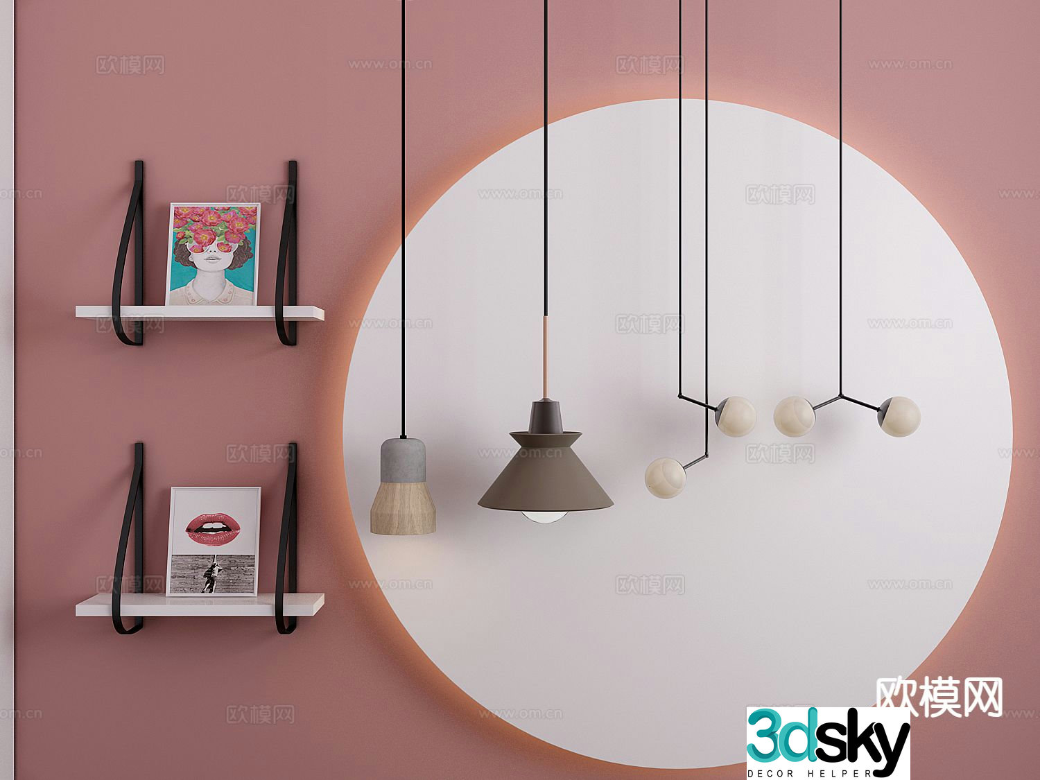 Nordic bedside chandelier small chandelier 3d model