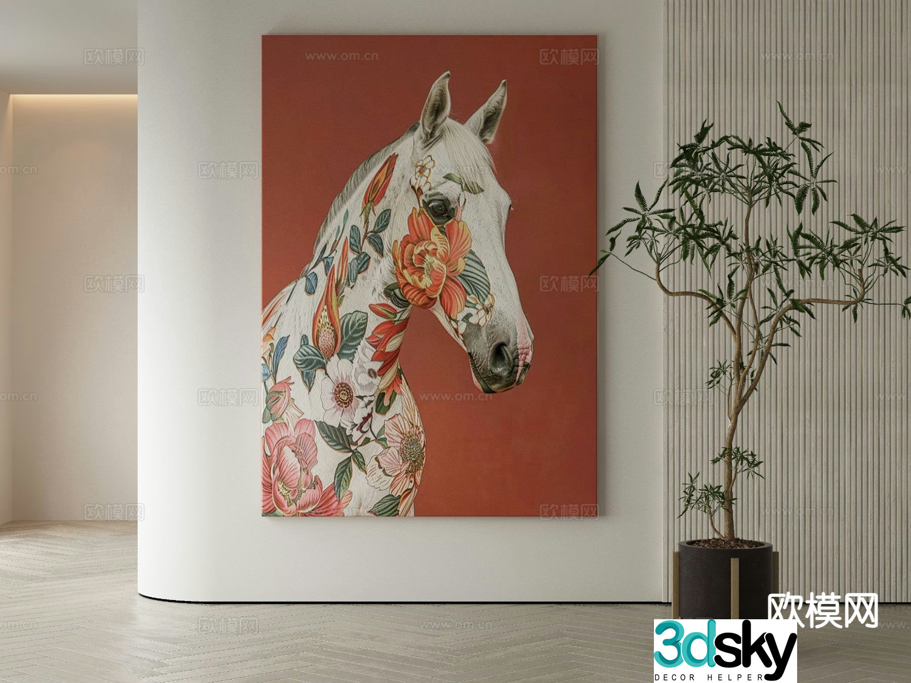 Decorative painting art painting galloping horse hanging painting 3d model