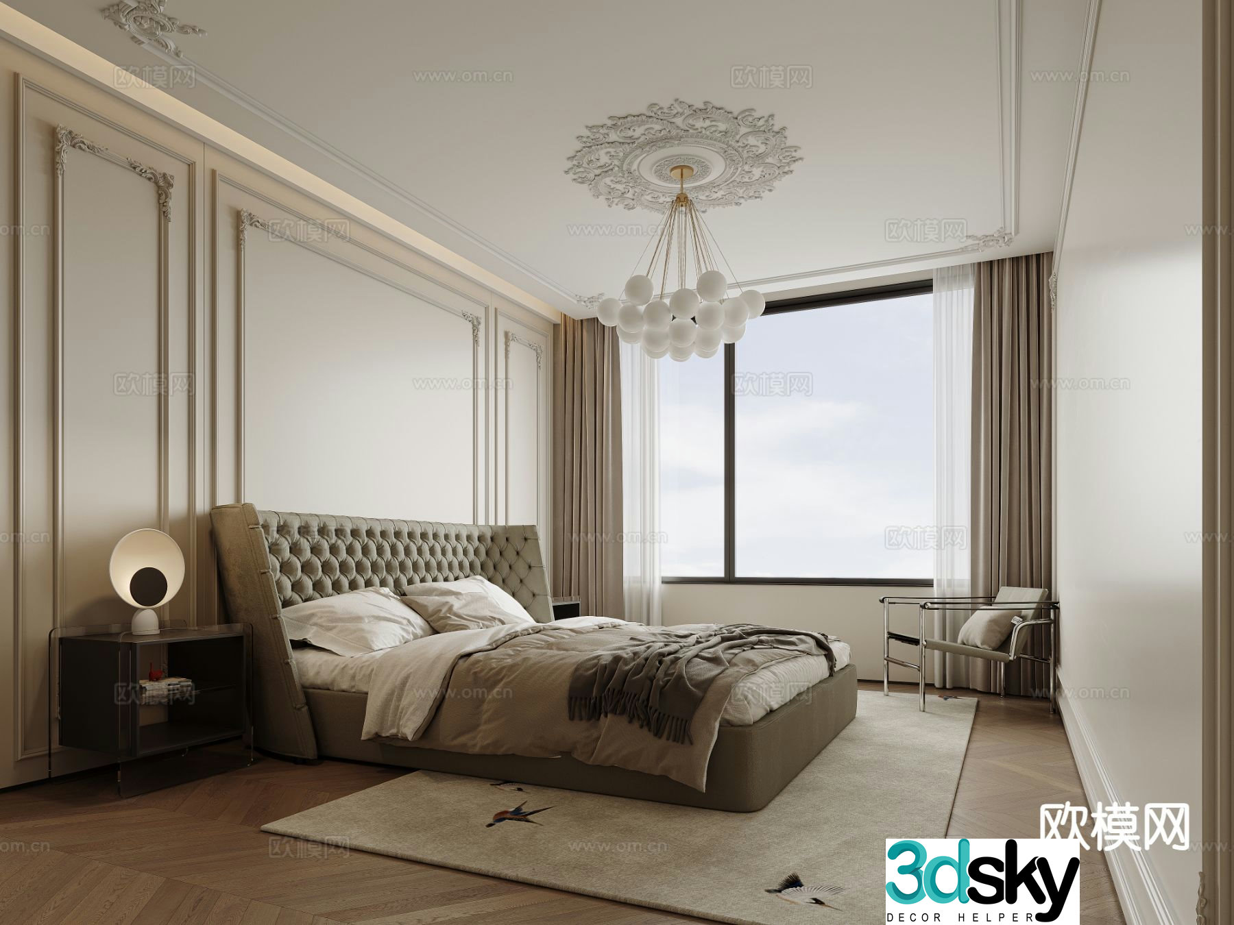 Simple European bedroom master bedroom 3d model