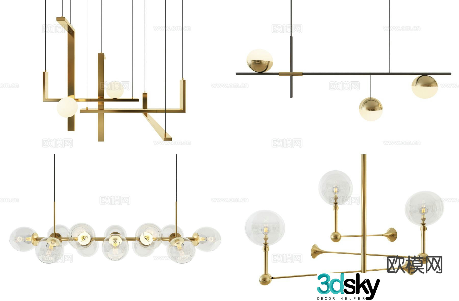Light luxury chandelier long chandelier 3d model