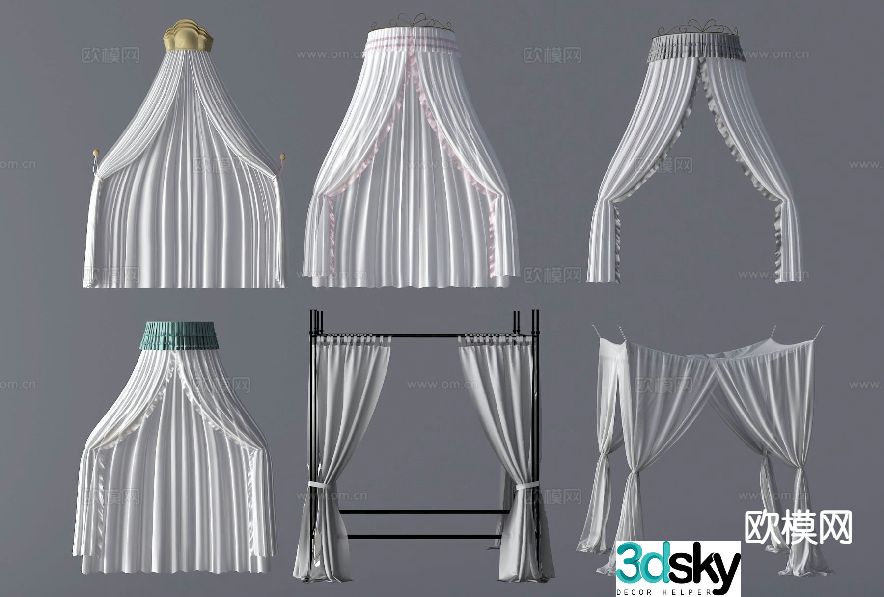 Valance mosquito net bedding curtain gauze curtain 3d model