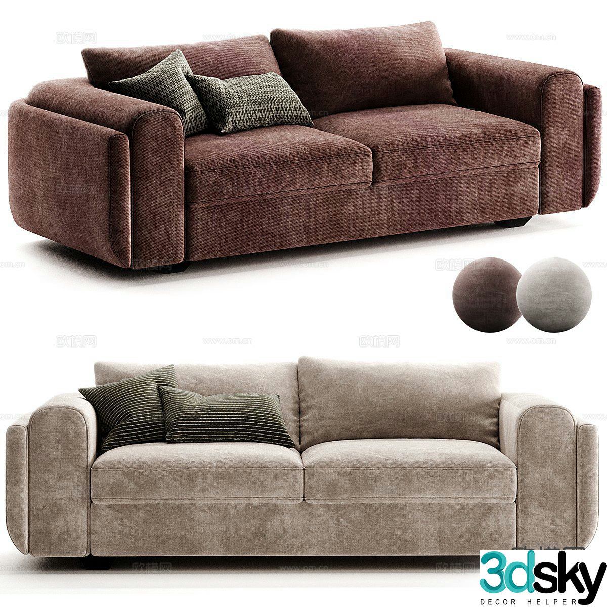 Double sofa upholstered sofa 3d model