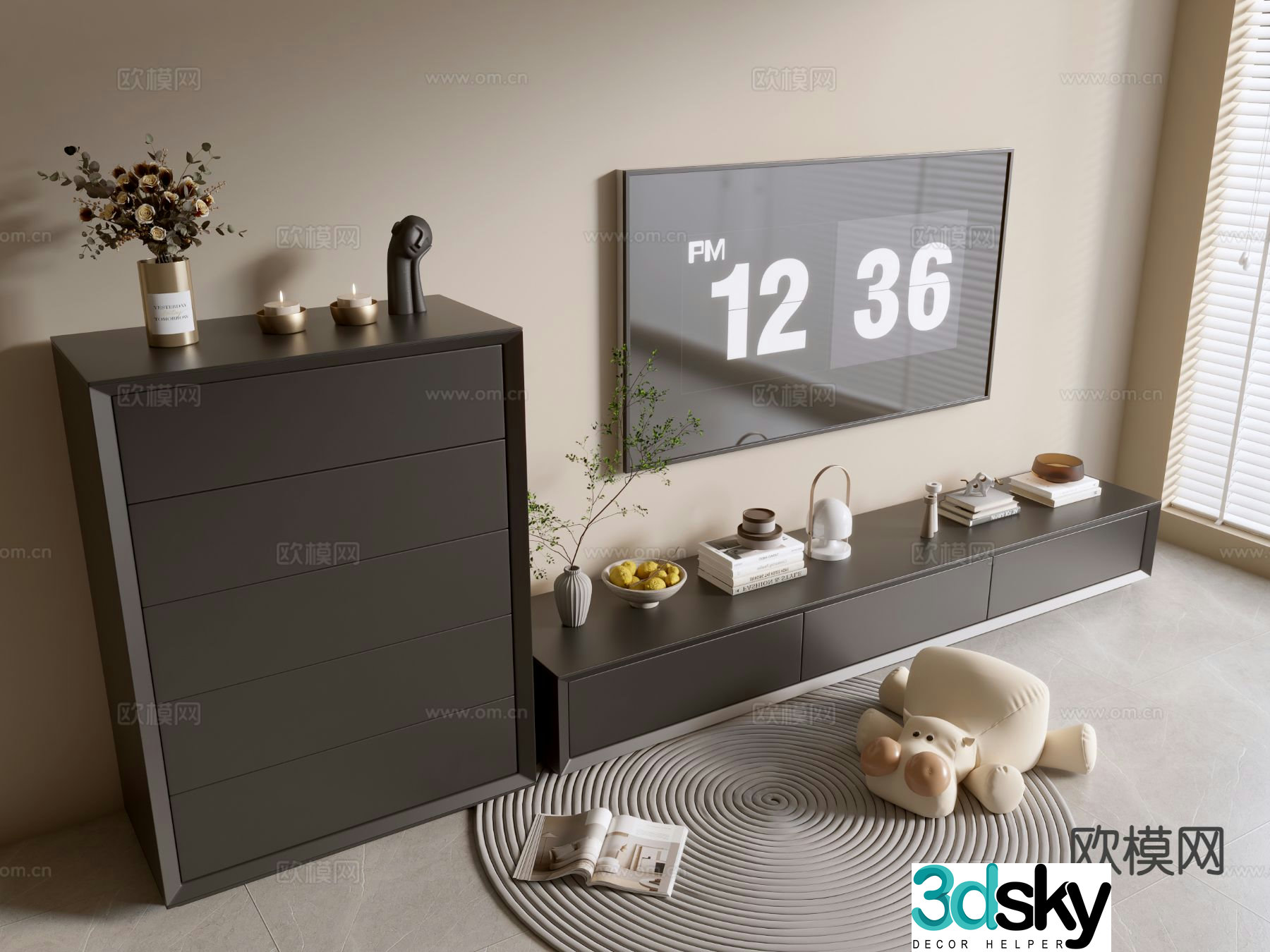 Medieval style TV cabinet 3D model