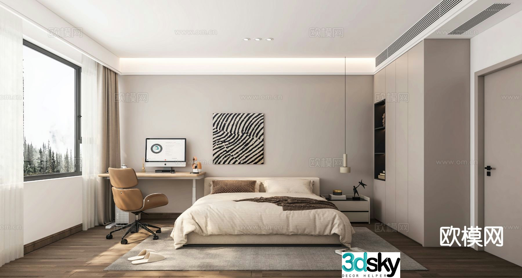 Modern bedroom second bedroom 3d model