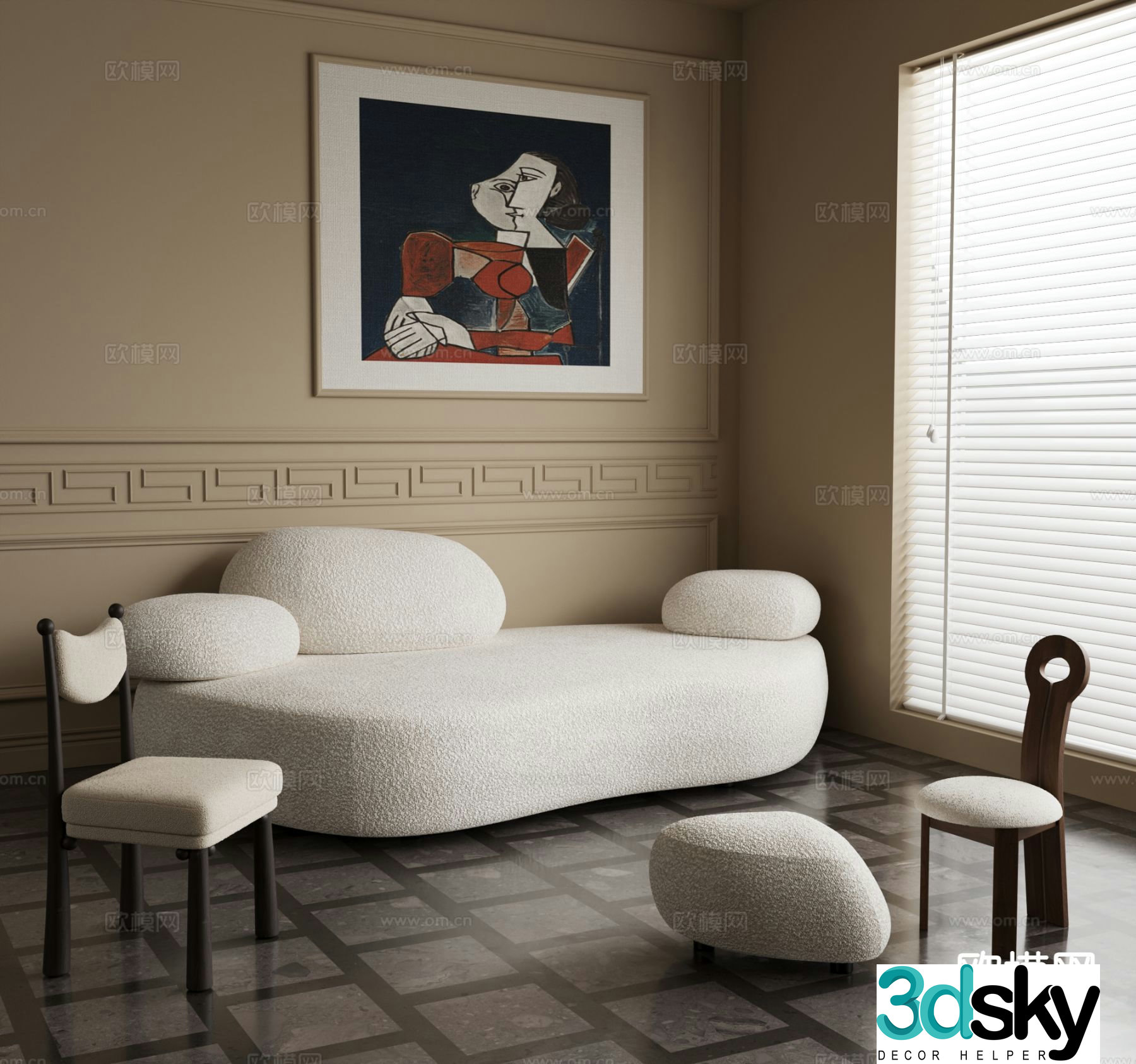 Medieval style modular sofa 3D model