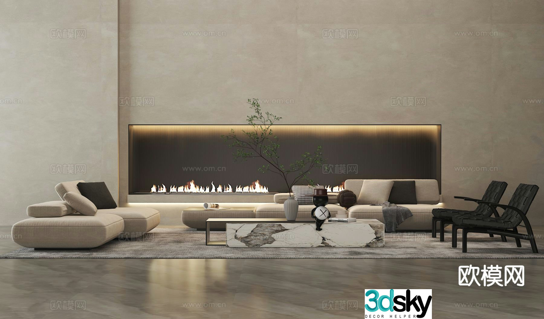 Modern fabric sofa modular sofa 3d model