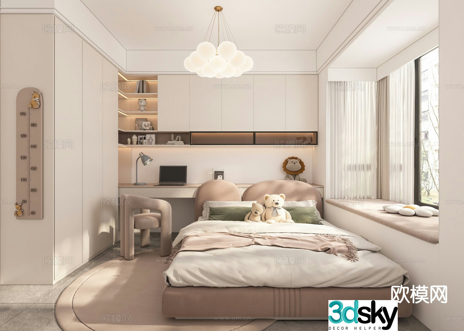 Modern children’s room girl’s room kid’s room 3d model