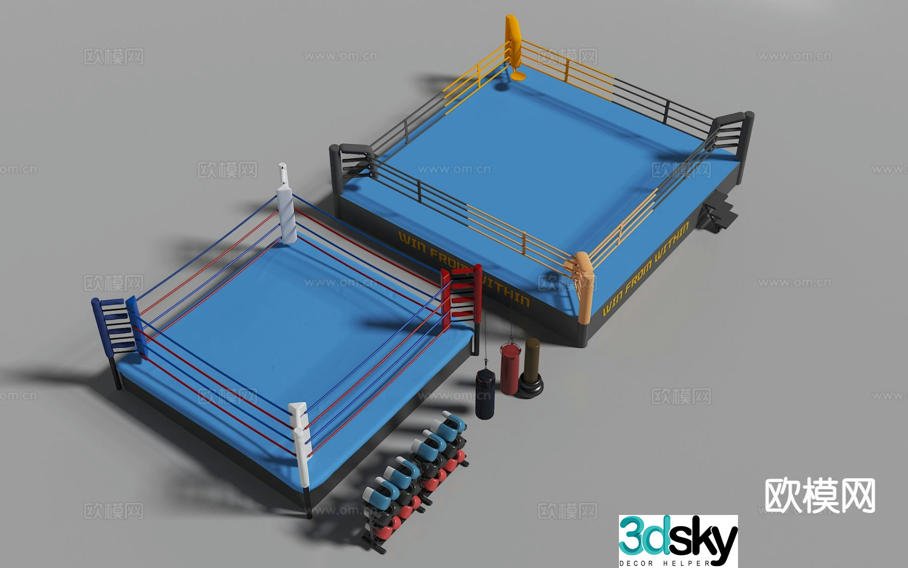 Modern boxing ring ring 3d model