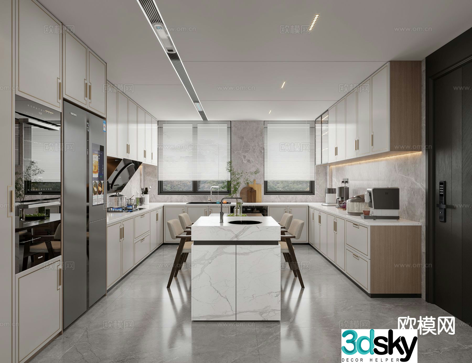 Open kitchen island cabinet 3d model