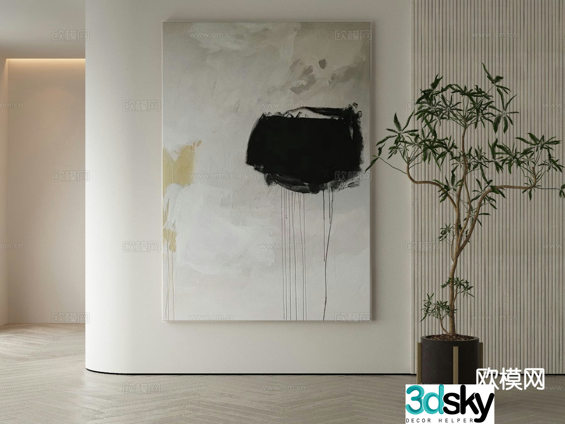 Modern decorative painting abstract painting 3d model