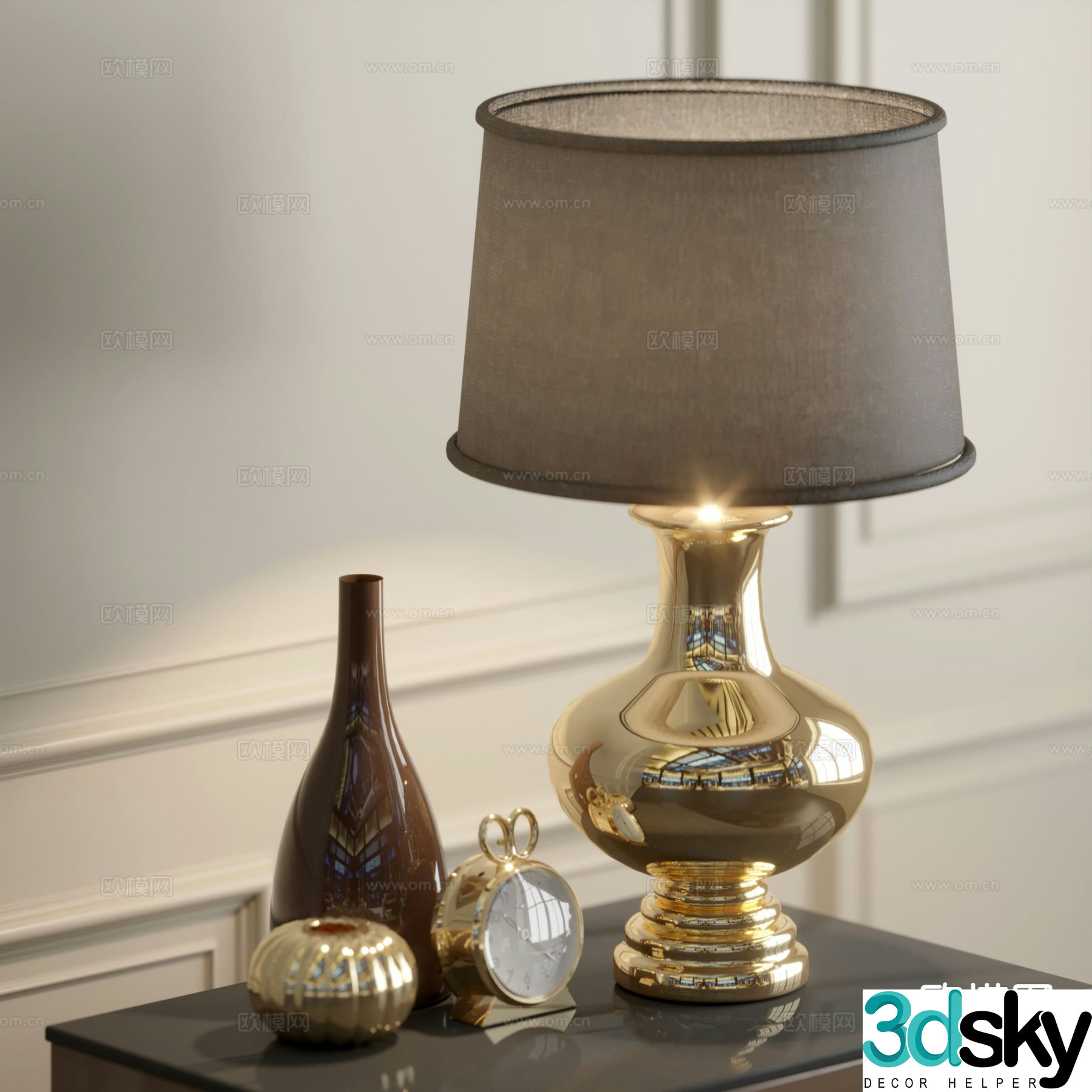 European desk lamp 3d model